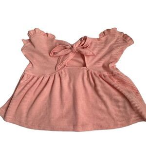 Micas Halter Top Ruffle Bow Orange Babydoll SZ S NWT